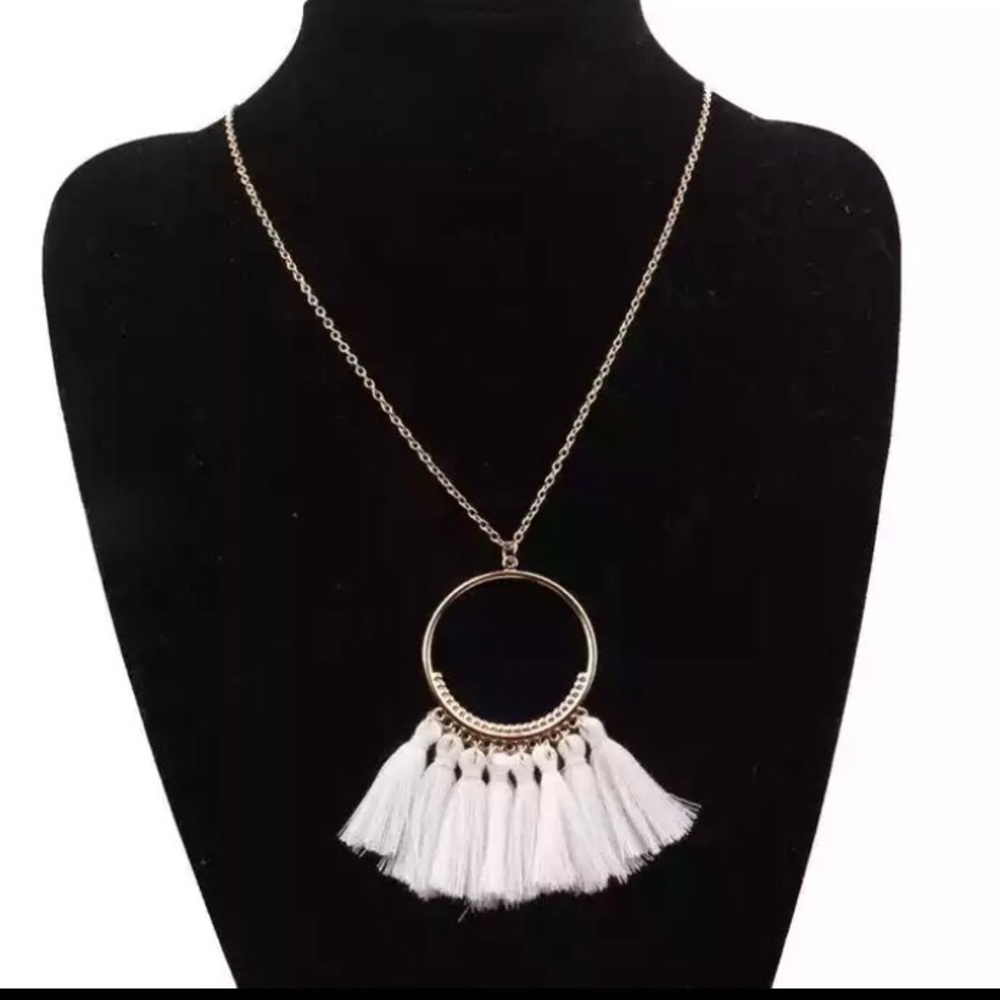 2 colors available tassel bohemian necklace white